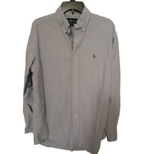 Ralph Lauren Shirt Button Down 100% Cotton Blue Size 16 34/35